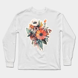 Wildflower Bouquet Sticker Cut Long Sleeve T-Shirt